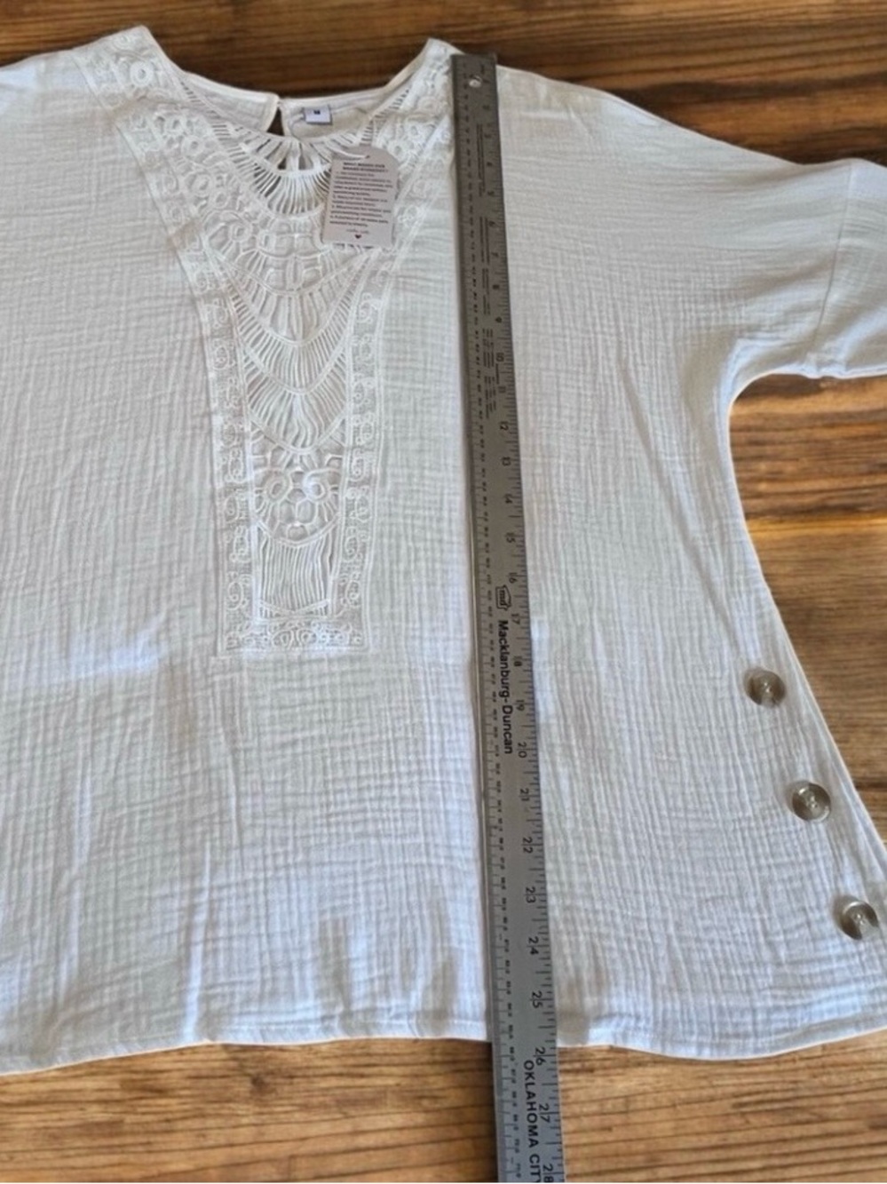 NWTS Women's M White Crochet Lace Textured Top Coastal Boho Cottagecore - Picture 9 of 12